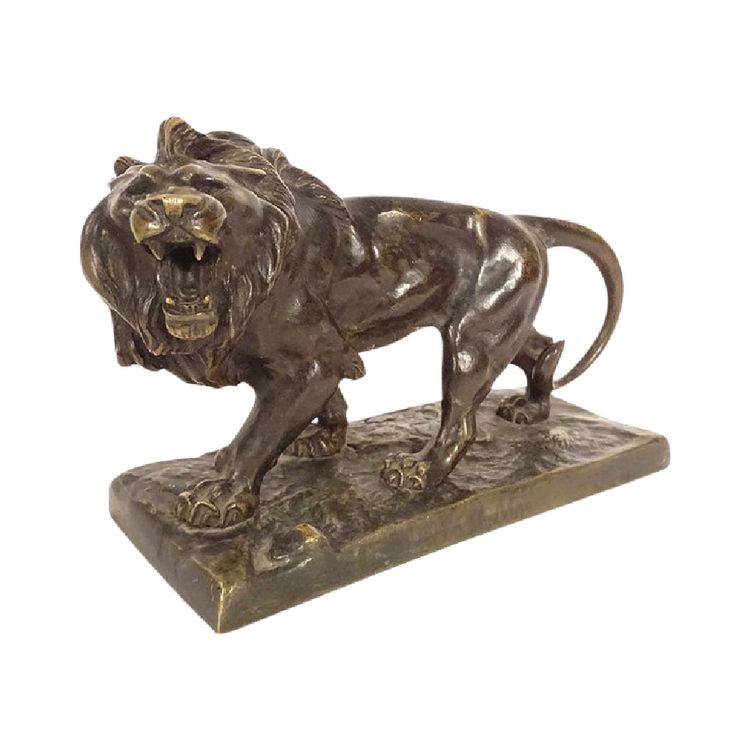 Sculpture Bronze Hippolyte Marius Galy Lion Rugissant Animalier XIXè Siècle