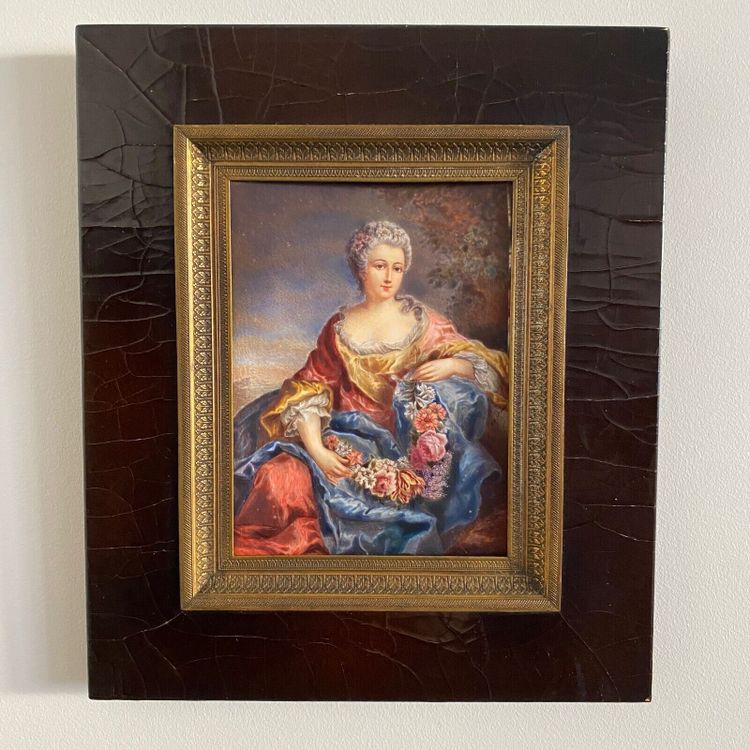 Hand-painted 18th-century women's miniatures signed after Van Loo