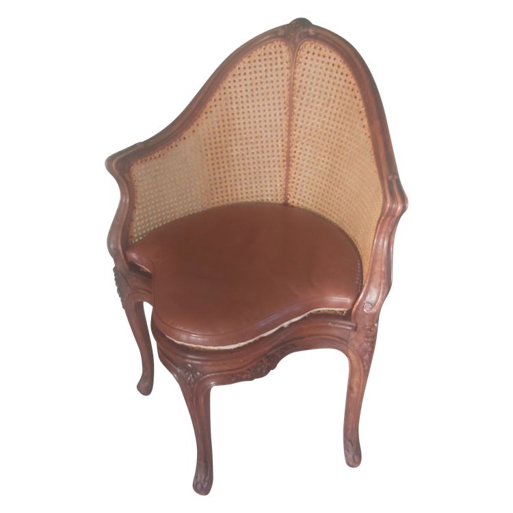 Très beau fauteuil de bureau canné style Louis xv 