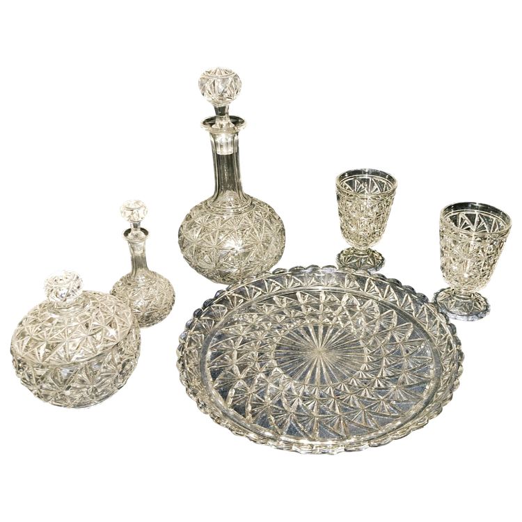 Rare 6-piece Baccarat crystal night service