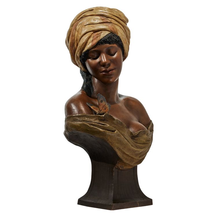 Goldscheider, Woman with Butterfly, Orientalist Africanist Terracotta