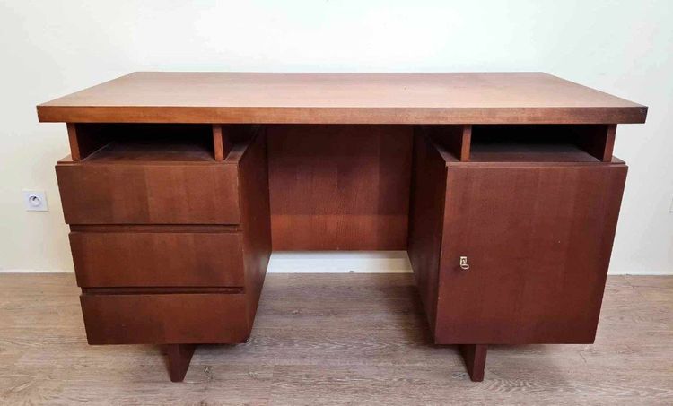 Scandinavian Teak Center Desk With Beautiful Original Patina Circa 1960