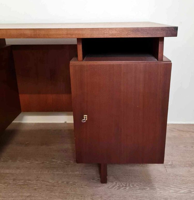 Scandinavian Teak Center Desk With Beautiful Original Patina Circa 1960