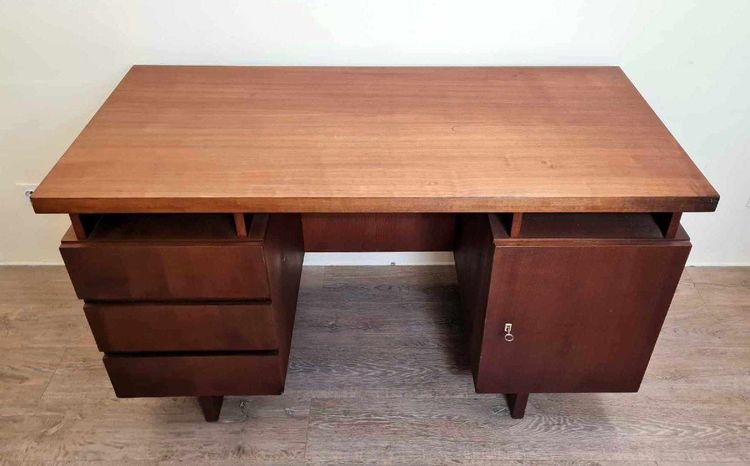 Scandinavian Teak Center Desk With Beautiful Original Patina Circa 1960