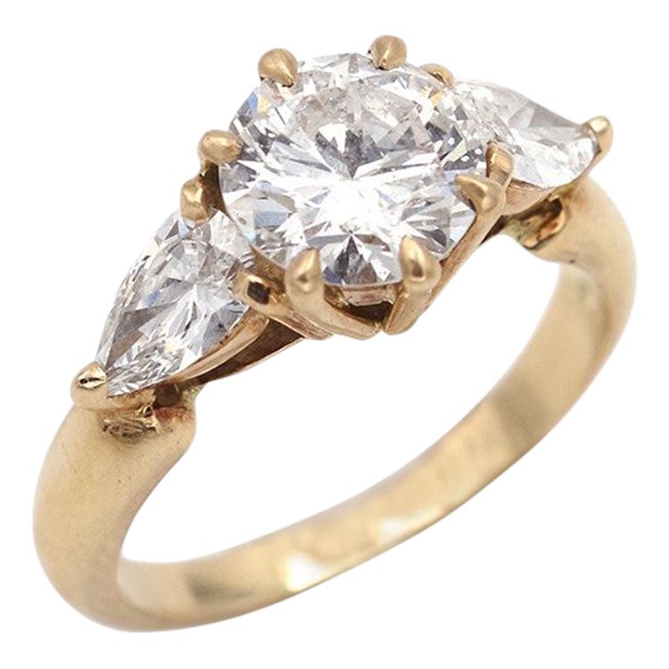 Engagement 2.40 Ct Diamond Ring In 18k Gold, 1.70 Ct Brilliant Cut Diamond , Vintage Jewelry