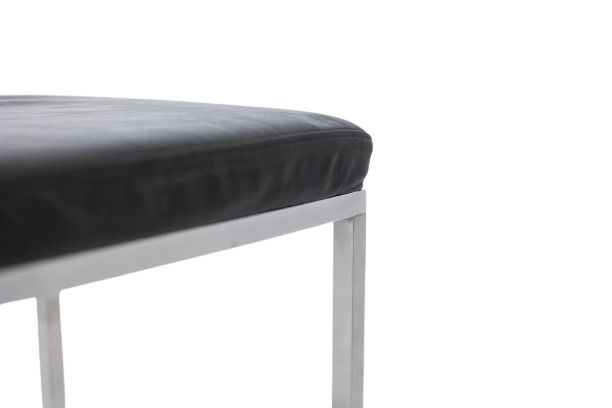 Maison Jansen. Stool in brushed aluminum and black leather. 1970s. LS6177171B