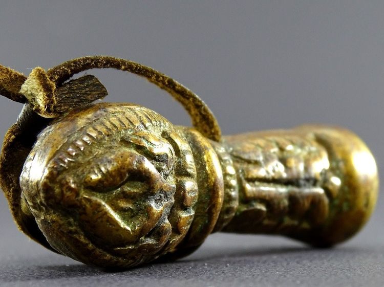 Tibet, 18th Century, Rare Bronze Buddhist Seal with Auspicious Symbols.