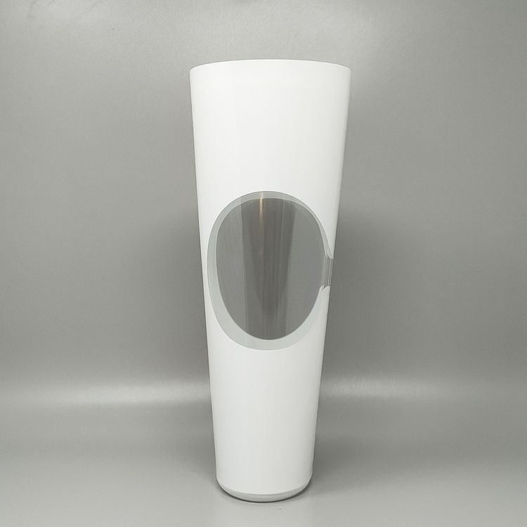 Vase blanc de l'âge de l'espace des années 1970 par Linea Glass. Fabriqué en Italie