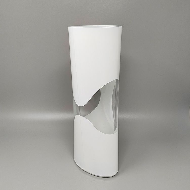 1970s Astonishing White Space Age vase by Linea Glass. Made in Italy