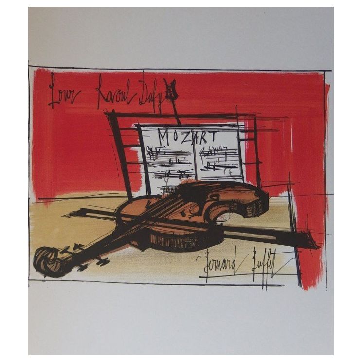 Still life with violin by Bernard Buffet