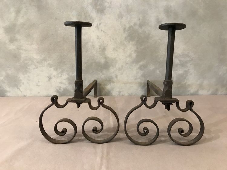 Pair of 18th century wrought iron andirons