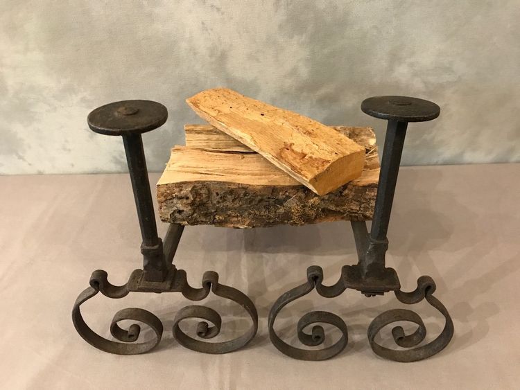 Pair of 18th century wrought iron andirons