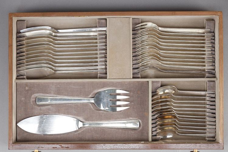 FLATWARE CHRISTOFLE SILVER-PLATED METAL CUTLERY SET GABON MODEL