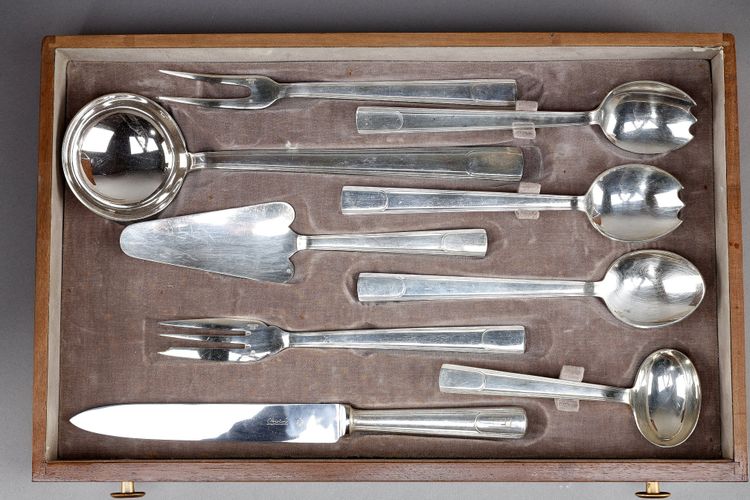 FLATWARE CHRISTOFLE SILVER-PLATED METAL CUTLERY SET GABON MODEL