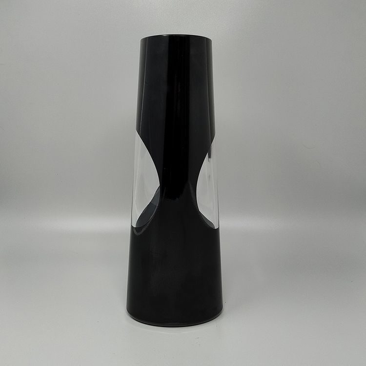 1970s Astonishing Black Space Age vase by Linea Glass. Made in Italy