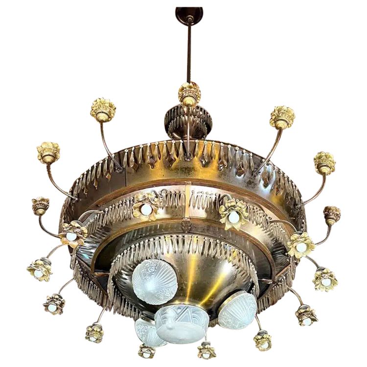 Art Deco copper chandelier, diameter 185cm