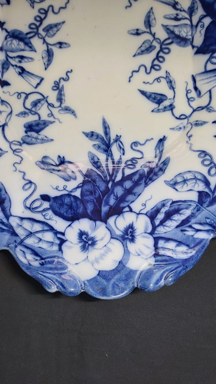 Large intense blue Vieillard dish with an atypical shape