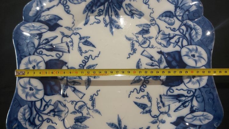 Large intense blue Vieillard dish with an atypical shape