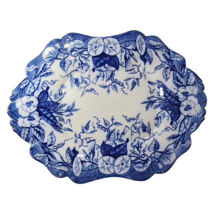 Large intense blue Vieillard dish with an atypical shape