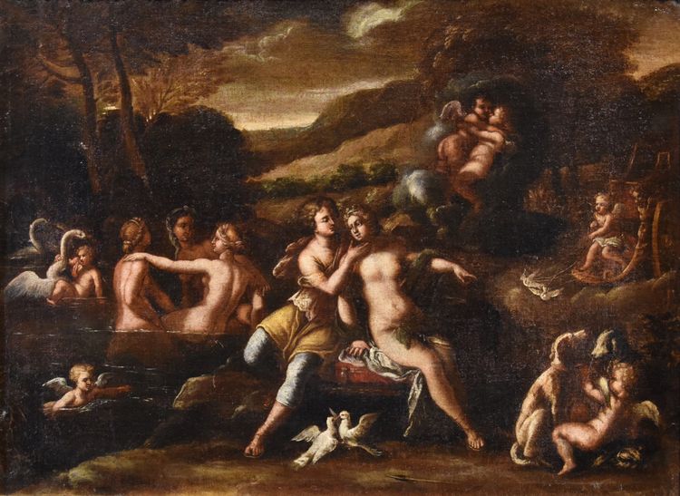 Idyll Between Venus And Adonis, Workshop Of Filippo Lauri (rome, 1623 – 1694)