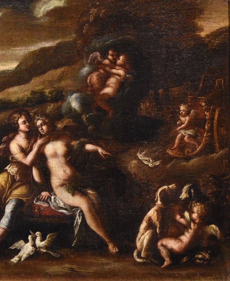 Idyll Between Venus And Adonis, Workshop Of Filippo Lauri (rome, 1623 – 1694)