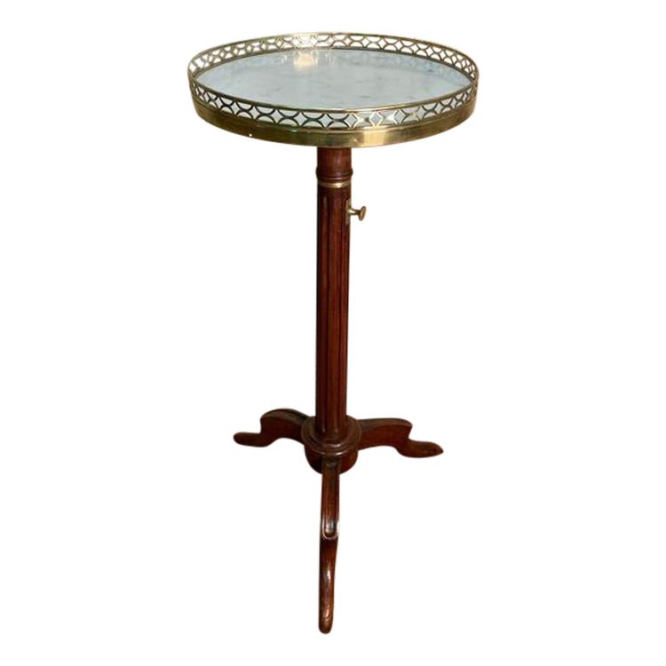 Louis XVI style tripod rack and pinion pedestal table