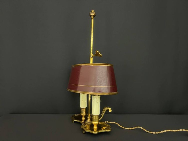 Small Bronze and Brass Bouillote Lamp, 20th Century.