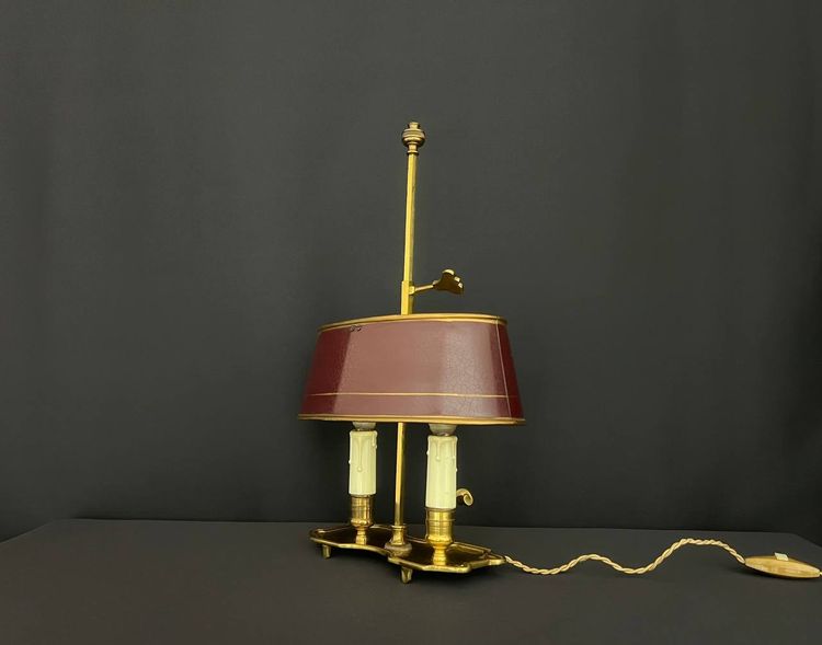 Small Bronze and Brass Bouillote Lamp, 20th Century.