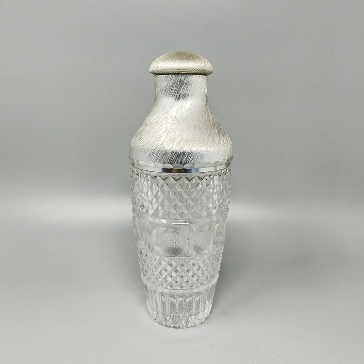 1960s Gorgeous Cut Crystal Cocktail Shaker with Ice Bucket by Arir. Made in Italy.