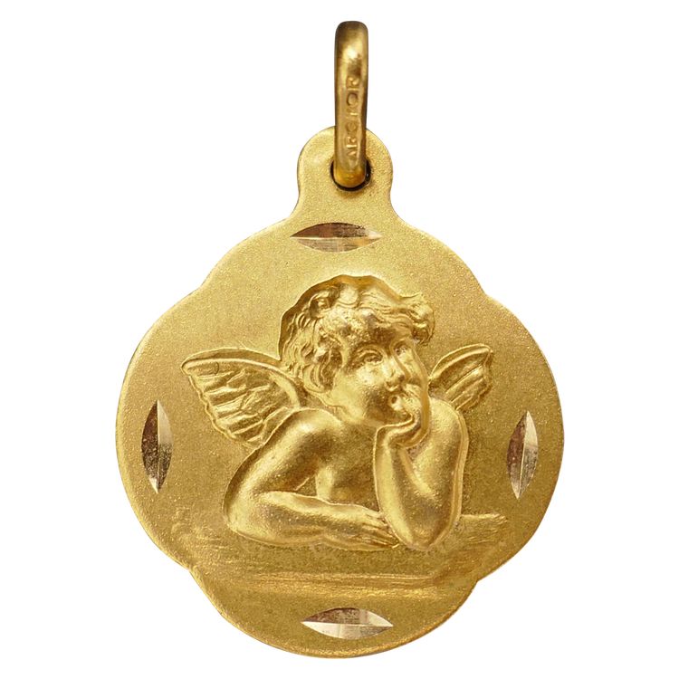 Angel Medal, 18 Carat Yellow Gold.