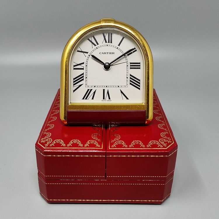 1980s Gorgeous Cartier Romane Alarm Clock Pendulette. Made in Swiss