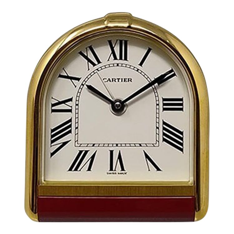 1980s Gorgeous Cartier Romane Alarm Clock Pendulette. Made in Swiss