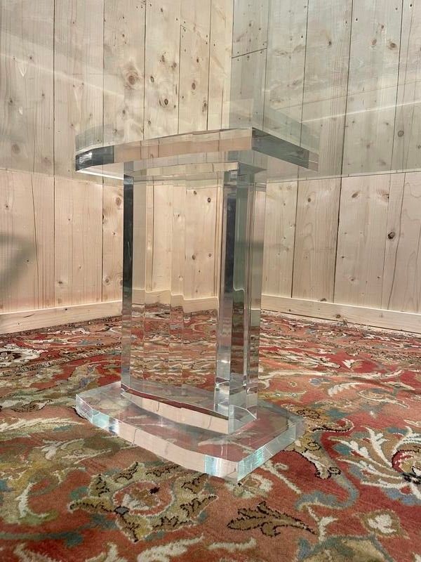 Table basse en verre et plexiglas signée "Fabian Roma"