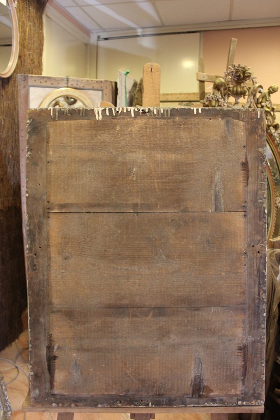 Specchio rettangolare antico, patina e mercurio 58 x 74