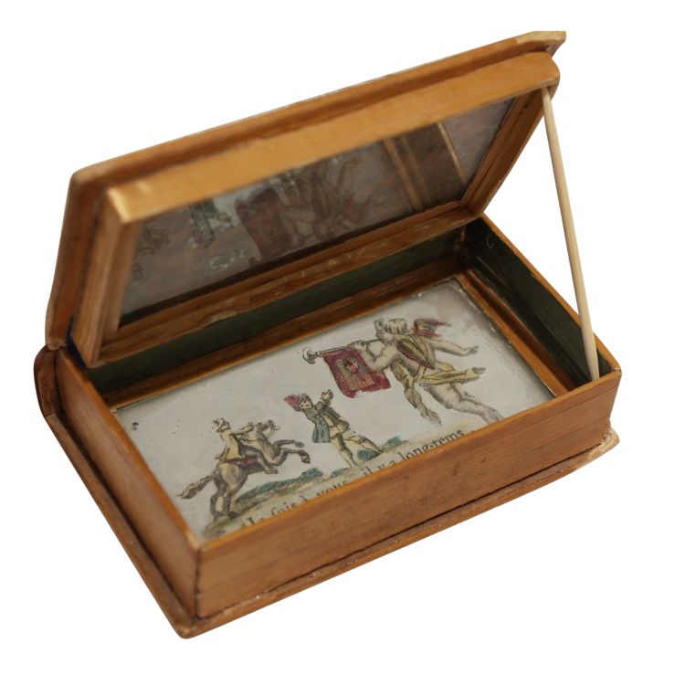 Straw marquetry box imitation romantic book print 18th century