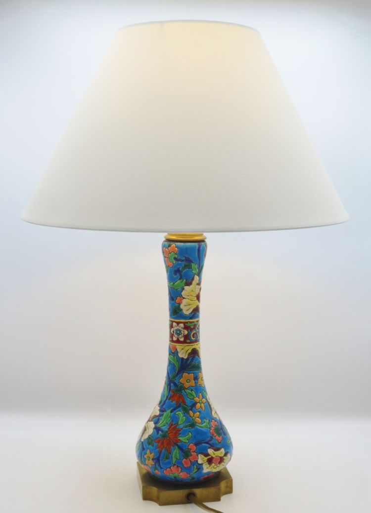 Longwy earthenware lamp,