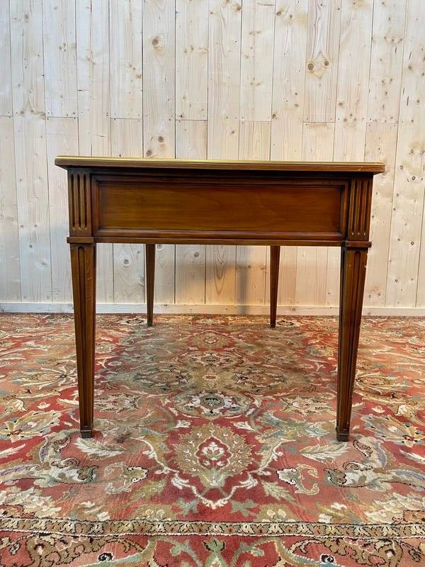 Louis XVI style desk in cherry and green leather