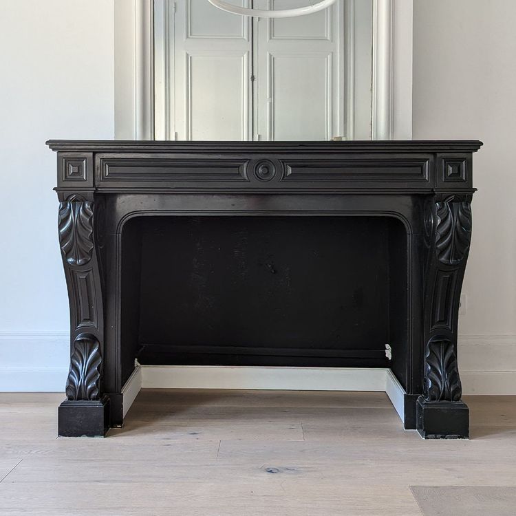 1840s Belgian Late Black Marble Fireplace