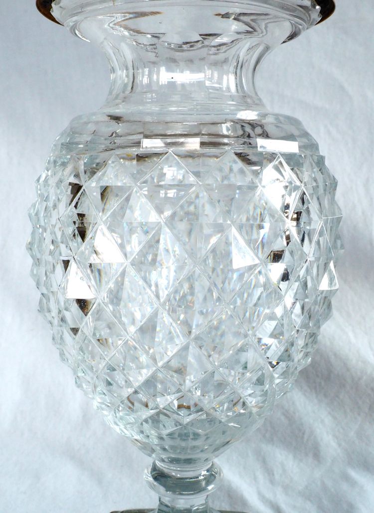 Charles X period vase in cut Creusot crystal, gilded bronze mount