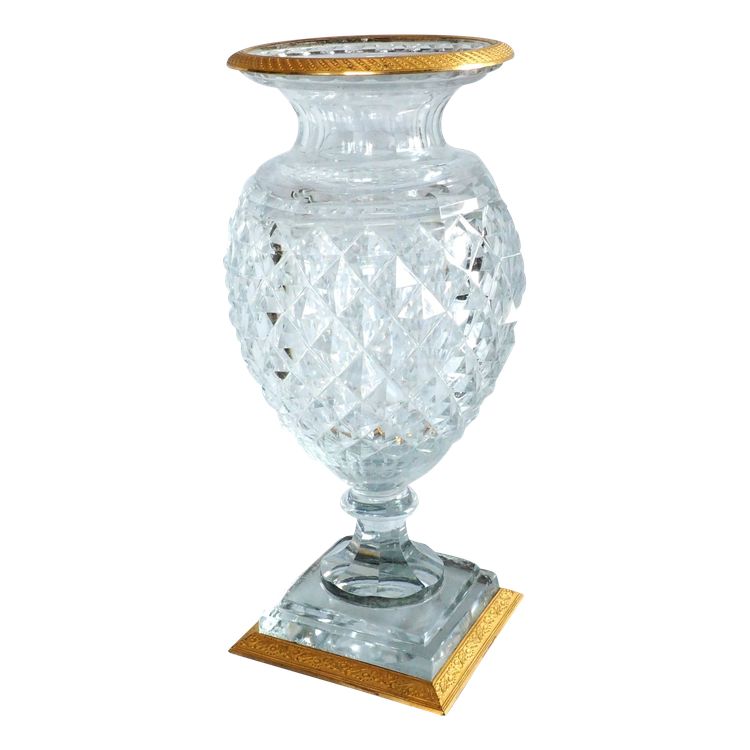 Charles X period vase in cut Creusot crystal, gilded bronze mount