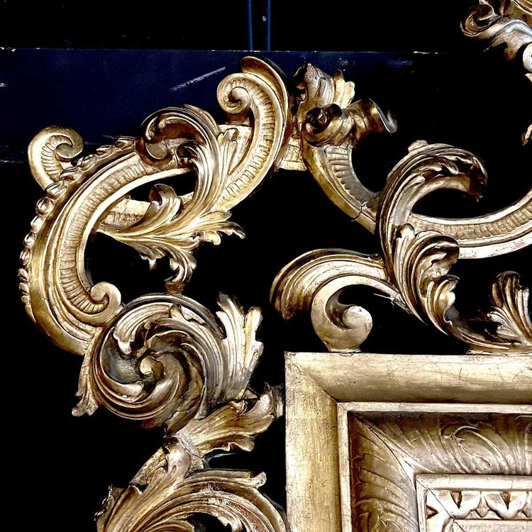 Louis XV Rocaille Style Gilded Wood and Stucco Mirror