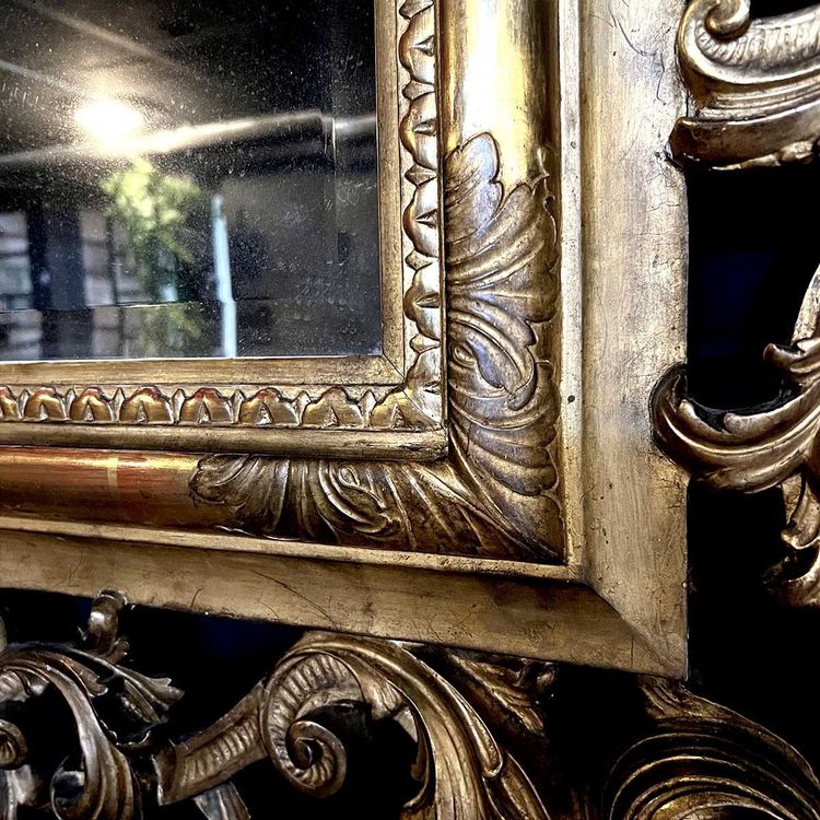 Louis XV Rocaille Style Gilded Wood and Stucco Mirror