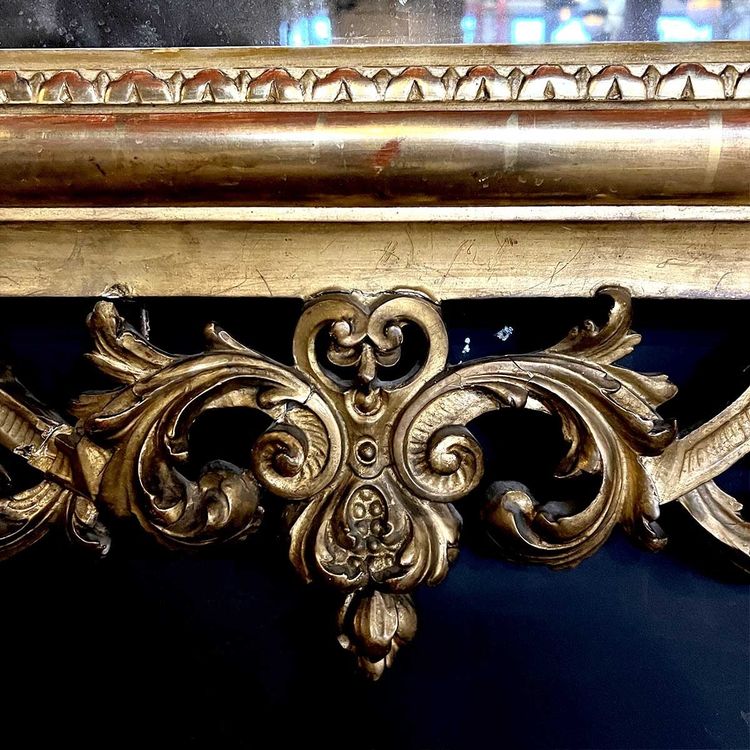 Louis XV Rocaille Style Gilded Wood and Stucco Mirror