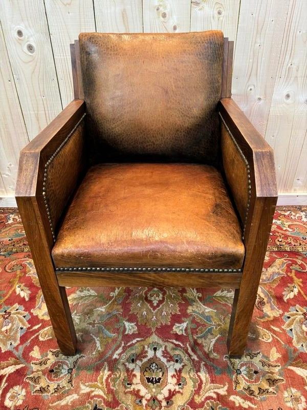 Art Deco leather armchair