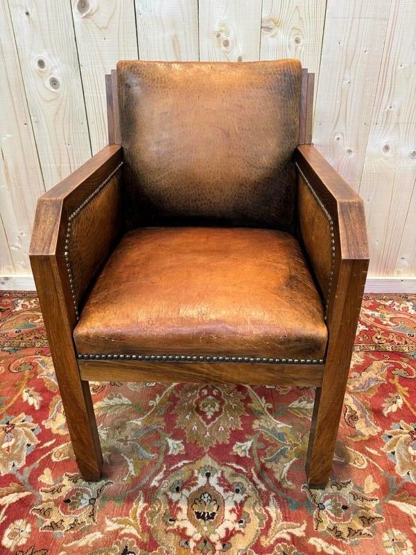 Art Deco leather armchair