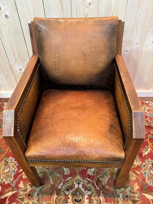 Art Deco leather armchair