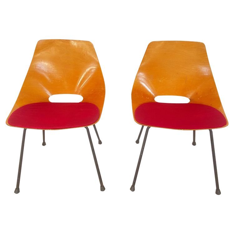 Pair of barrel chairs by Pierre Guariche for Steiner, 1950s.