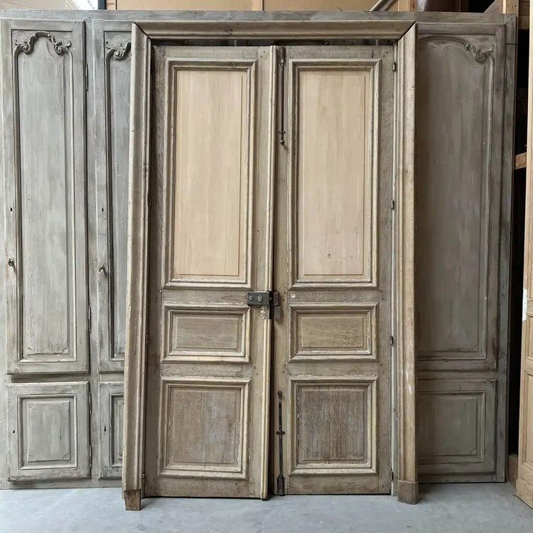 Haussmann Style Stripped Double Door With Frame