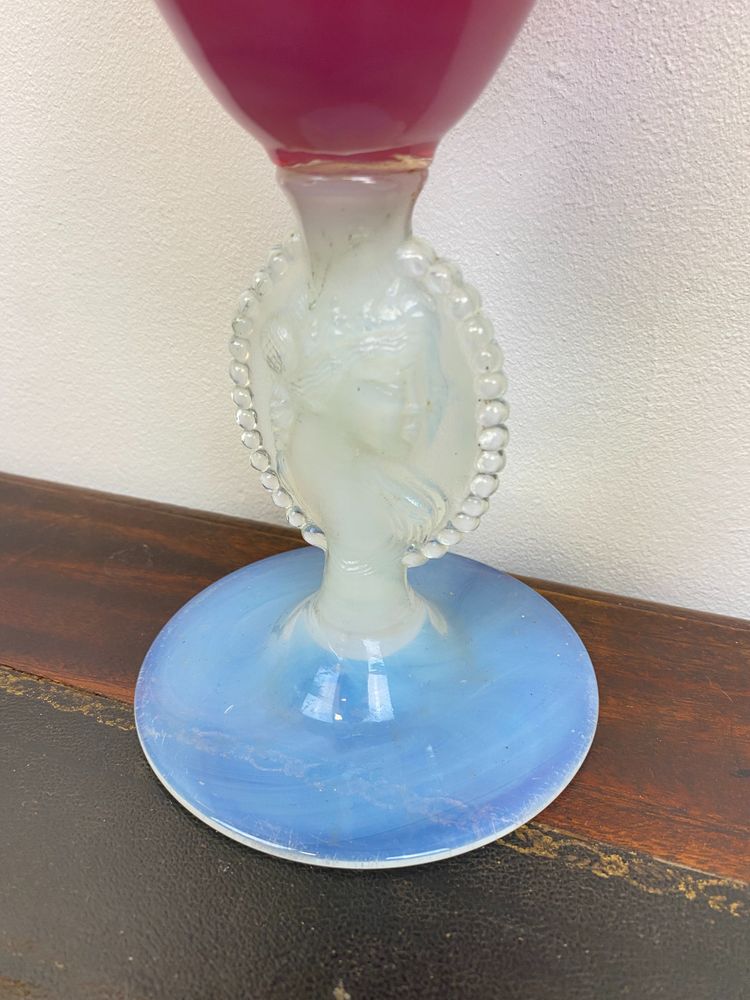 Large Pink Art Deco Opaline Vase