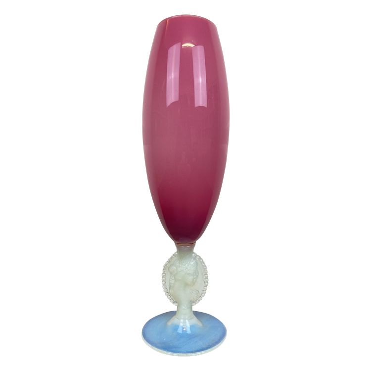 Large Pink Art Deco Opaline Vase